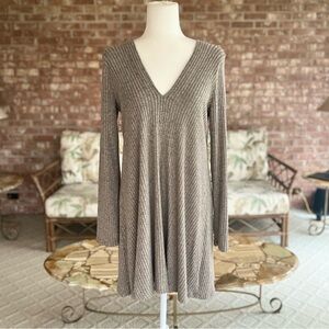 Lush Dress Chenille Ribbed Knit Sage Green A-Line Swing Mini S Cottagecore